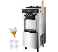 VEVOR Machine à Crème Glacée Verticale Sorbetière à Glace 2+1 Saveurs 20-28 L/h