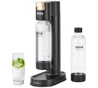 Machine à eau gazeuse-VEVOR-avec 2 bouteilles PET de 1 L sans BPA, compatible avec le cylindre de CO2 60 L à visser, noir