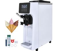 VEVOR Machine à glace commerciale, capacité 10 L/h, 900 W, machine à glace molle à un seul parfum, sur le plan de travail, avec entonnoir de 4 L, cylindre de 1,6 L, écran LCD, pré-refroidissement