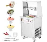 VEVOR Machine à Glace Roulée 35x35x3,5 cm, Plancha à Glace Roulée Commerciale en Inox Alimentaire, Machine à Rouler la Glace avec Compresseur et 2 Grattoirs, pour Bars Cafés Boutiques de Desserts