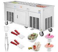 VEVOR Machine à Glace Roulée Plancha à Glace en Rouleau 45 x 45 cm 2 Casseroles