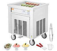 VEVOR Machine à Glace Roulée 50x50x3,5 cm, Plancha à Glace Roulée Commerciale en Inox Alimentaire, Machine à Rouler la Glace avec Compresseur et 2 Grattoirs, pour Bars Cafés Boutiques de Desserts