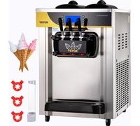 VEVOR Machine à glace soft commerciale 2200 W plan de travail Machine à glace soft 22-30 L/h.Machine à glace soft desktop, machine à glace soft 3 parfums avec écran LCD Machine à glace
