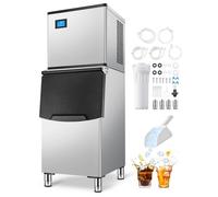 VEVOR Machine à Glaçons 136 kg/24 h, Appareil de Préparation de Glaçons avec Grand Bac de Stockage 113,4 kg, Autonettoyante Automatique, avec Écran Tactile, pour Cuisine Bar Restaurant Hôtel Maison