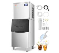 VEVOR Machine à Glaçons 163 kg/24 h, Appareil de Préparation de Glaçons avec Grand Bac de Stockage 113,4 kg, Autonettoyante Automatique, avec Écran Tactile, pour Cuisine Bar Restaurant Hôtel Maison