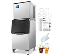 VEVOR Machine à Glaçons 226,8 kg/24 h, Appareil de Préparation de Glaçons avec Grand Bac de Stockage 113,4 kg, Autonettoyante Automatique, avec Écran Tactile, pour Cuisine Bar Restaurant Hôtel Maison
