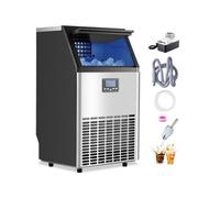VEVOR Machine à Glaçons Autonome avec Pompe de Vidange, Capacité de Production 45,4 kg/24 h et Capacité de Stockage 15 kg, 45 Glaçons en 15 Minutes, Affichage Numérique LED et Fonction Autonettoyante