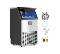 VEVOR Machine à Glaçons Autonome, Capacité de Production 45,4 kg/24 h et Capacité de Stockage de 15 kg, 45 Glaçons, Affichage Numérique LED, Fonction Autonettoyante, pour Bar, Bureau, Restaurant