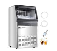 VEVOR Machine à Glaçons Autonome, Capacité de Production 50 kg/24 h et Capacité de Stockage de 15 kg, 50 Glaçons en 15 Minutes, Affichage Numérique LED et Fonction Autonettoyante, pour Bar, Bureau