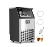 VEVOR Machine à Glaçons Autonome, Capacité de Production 68 kg/24 h et Capacité de Stockage de 15 kg, 45 Glaçons en 15 Minutes, Affichage Numérique LED et Fonction Autonettoyante, pour Bar, Bureau