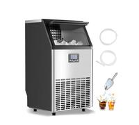 VEVOR Machine à Glaçons Autonome, Capacité de Production 68 kg/24 h et Capacité de Stockage de 15 kg, 45 Glaçons en 15 Minutes, Affichage Numérique LED et Fonction Autonettoyante, pour Bar, Bureau