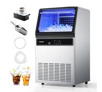 VEVOR Machine à Glaçons Autonome pour Bar Café, Capacité de Production 59 kg/24 h et Capacité de Stockage 15 kg, 45 Glaçons par Cycle, Affichage LED et Fonction Autonettoyante, avec Pompe de Vidange