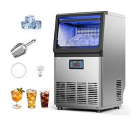 VEVOR Machine à Glaçons Commerciale 36 kg/24 h Capacité de Stockage de 6 kg, Pour Restaurant Bar Café Bureau Maison, Appareil à Glace Cube en Acier Inoxydable, Affichage LED, Autonettoyage, Minuterie