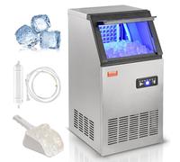 VEVOR Machine à Glaçons Commerciale 38 kg/24 h Appareil de Préparation de Glaçons 40 Bacs à Glaçons Capacité de Stockage 12,5 kg Nettoyage Auto sans Installation Autoportant pour Maison Restaurant Bar