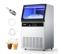 VEVOR Machine à Glaçons Commerciale 59 kg/24 h, Appareil de Préparation de Glaçons avec Capacité de Stockage de 15 kg, 45 Cubes par Cycle, avec Écran LED et Nettoyage Automatique, Restaurant Bar