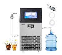 VEVOR Machine à Glaçons Commerciale 54 kg/24 h, Appareil de Préparation de Glaçons avec Capacité de Stockage de 13 kg, 45 Cubes par Cycle, avec Écran LED et Nettoyage Automatique, Restaurant Bar