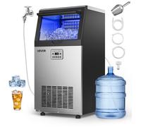 VEVOR Machine à Glaçons Commerciale 54 kg/24 h, Fabrique de Glaçons Capacité de Stockage 7,3-13,3 kg, pour Bar Café Restaurant Débit de Boissons, en Acier Inoxydable, Affichage LED et Autonettoyage