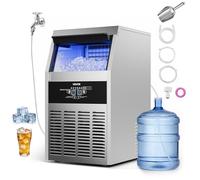 VEVOR Machine à Glaçons Commerciale 68 kg/24 h, Fabrique de Glaçons Capacité de Stockage 14 kg, pour Bar Café Restaurant Débit de Boissons, en Acier Inoxydable, avec Affichage LED et Autonettoyage
