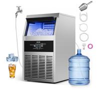 VEVOR Machine à Glaçons Commerciale 68 kg/24 h, Fabrique de Glaçons Capacité de Stockage 7,3-13,3 kg, pour Bar Café Restaurant Débit de Boissons, en Acier Inoxydable, Affichage LED et Autonettoyage