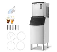 VEVOR Machine à Glaçons Commerciale Autonettoyante, Rendement 136 kg/24 h, avec Bac de Stockage en Acier Inoxydable de 136 kg et Écran Tactile, pour Bar, Café, Restaurant, Hôtel, Débit de Boissons
