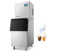 VEVOR Machine à Glaçons Commerciale, Fabrique de Glaçons Rendement 163 kg/24 h, pour Bar Café Restaurant, en Acier Inoxydable, Bac de Stockage Capacité 113 kg, Écran Tactile et Nettoyage Automatique