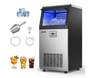 VEVOR Machine à Glaçons Commerciale, Fabrique de Glaçons Rendement Élevé 45 kg/24 h avec Stockage de 14 kg, pour Bar Café Restaurant Débit de Boissons, avec Affichage LED et Fonction Autonettoyage