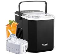 VEVOR Machine à Glaçons de Comptoir Capacité 11,8 kg/24 h, Appareil de Préparation de Glaçons en Forme de Balle Portable, Autonettoyante avec Pelle à Glace et Panier, pour Cuisine Bar Bureau, Noir