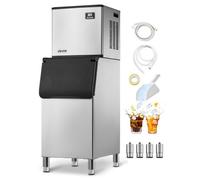 VEVOR Machine à Glaçons Rendement 249,5 kg/24 h avec Grand Bac de Stockage de 136 kg, Appareil de Préparation de Glaçons Autonettoyant, avec Écran Tactile, pour Bar, Café, Restaurant, Entreprise