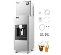 VEVOR Machine à Glaçons Rendement 249 kg/jour, Appareil de Préparation de Glaçons avec Grand Bac de Stockage 80 kg et Distribution Automatique 9 kg/min, Autonettoyante, Écran Tactile, pour Bar, Café