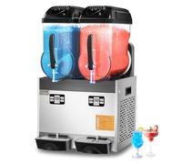 VEVOR Machine à Granité Commerciale 2x12 L Double Réservoir, Machine à Boissons Glacées en Inox de 96 Tasses, Distributeur de Boissons Frappées Granitas Margarita Smoothie, pour Restaurants Cafés Bars