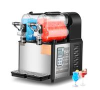 VEVOR Machine à Granité Commerciale 2x3L Double Réservoir, Machine à Boissons Glacées en Inox de 24 Tasses, Distributeur de Boissons Frappées Granitas Margarita Smoothie, pour Restaurants Cafés Bars