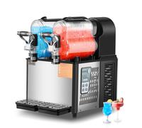 VEVOR Machine à Granité Commerciale 2x3L Double Réservoir, Machine à Boissons Glacées en Inox de 24 Tasses, Distributeur de Boissons Frappées Granitas Margarita Smoothie, pour Restaurants Cafés Bars
