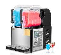 VEVOR Machine à Granité Commerciale 2x4 L Double Réservoir, Machine à Boissons Glacées en Inox de 32 Tasses, Distributeur de Boissons Frappées Granitas Margarita Smoothie, pour Restaurants Cafés Bars