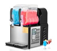 VEVOR Machine à Granité Commerciale 2x4 L Double Réservoir, Machine à Boissons Glacées en Inox de 32 Tasses, Distributeur de Boissons Frappées Granitas Margarita Smoothie, pour Restaurants Cafés Bars
