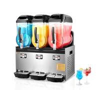 VEVOR Machine à Granité Commerciale 3x12 L Triple Réservoir, Machine à Boissons Glacées en Inox de 144 Tasses, Distributeur de Boissons Frappées Granitas Margarita Smoothie, pour Restaurant Café Bar