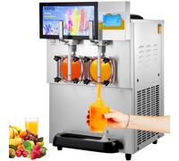 VEVOR Machine à Granités Commerciale 2x8L Machine à Granitas en Inox Alimentaire Machine à Slushie Réfrigération Rapide Panneau Intelligent Distribuer Diverses Boissons Frappées Restaurants Cafés Bars