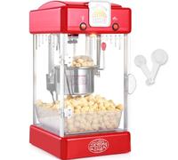 VEVOR Machine à Pop Corn 300 W, Appareil à Pop-corn de Comptoir Électrique, Bol de 71 g pour 3,8 L par Lot, avec Porte en PP, 2 Cuillères et Plateau, Style Cinéma, pour Fête Magasin Soirée, Rouge