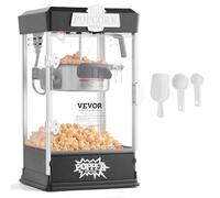 VEVOR Machine à Pop Corn 480 W, Appareil à Pop-corn de Comptoir Électrique, Grand Bol de 113 g pour 5,7 L par Lot, avec Verre Trempé, 3 Cuillères, Style Cinéma, pour Fête Magasin Soirée, Noir