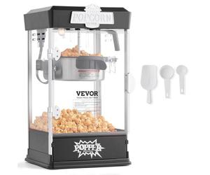 VEVOR Machine à Pop Corn 480 W, Appareil à Pop-corn de Comptoir Électrique, Grand Bol de 113 g pour 5,7 L par Lot, avec Verre Trempé, 3 Cuillères, Style Cinéma, pour Fête Magasin Soirée, Noir
