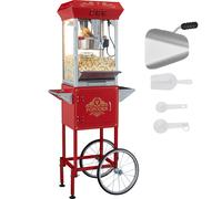 VEVOR Machine à Pop Corn avec Chariot, Appareil à Pop-corn Électrique 850 W, Grand Bol de 227 g pour 48 Tasses par Lot, avec Verre Trempé, 4 Cuillères, Style Cinéma, pour Fête Magasin Soirée, Rouge Ro