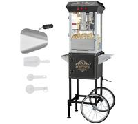 VEVOR Machine à Pop Corn avec Chariot, Appareil à Pop-corn Électrique 850 W, Grand Bol de 227 g pour 48 Tasses par Lot, avec Verre Trempé, 4 Cuillères, Style Cinéma, pour Fête Magasin Soirée, Noir