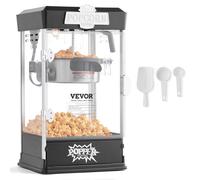 VEVOR Machine à Pop Corn 480 W, Appareil à Pop-corn de Comptoir Électrique, Grand Bol de 113 g pour 5,7 L par Lot, avec Verre Trempé, 3 Cuillères, Style Cinéma, pour Fête Magasin Soirée, Noir