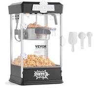 VEVOR Machine à Pop Corn 480 W, Appareil à Pop-corn de Comptoir Électrique, Grand Bol de 113 g pour 5,7 L par Lot, avec Verre Trempé, 3 Cuillères, Style Cinéma, pour Fête Magasin Soirée, Noir