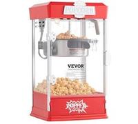 VEVOR Machine à pop-corn 480 W, Bol 113 g (5,7 L), Verre trempé, 3 cuillères, Rouge