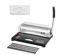 VEVOR Machine à relier à peigne 21 trous - 450 feuilles - 100 épines 3/8'' (A4/A5/Lettre)