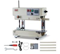 VEVOR Machine à Sceller Bande Continu, Largeur de Scellage 6-12 mm, Scelleuse Bande Verticale avec Impression à Rouleaux, Température et Vitesse Réglables, Soudeuse pour Sacs Plastique de 0,03-0,8 mm