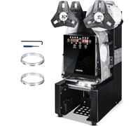 VEVOR Machine à Sceller Gobelets Automatique 500-650 Gobelets/h Scelleuse Électrique Gobelet Hauteur 90-190 mm Diam 90/95 mm, Écran LCD pour Gobelet de Thé aux Perles, Thé au Lait à Bulles, Café, Noir