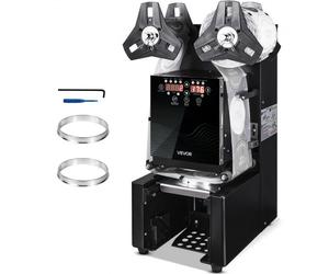 VEVOR Machine à Sceller Gobelets Automatique 500-650 Gobelets/h Scelleuse Électrique Gobelet Hauteur 90-190 mm Diam 90/95 mm, Écran LCD pour Gobelet de Thé aux Perles, Thé au Lait à Bulles, Café, Noir