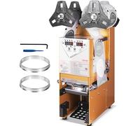 VEVOR Machine à sceller tasses entièrement automatique, 500-650 tasses/h, scelleuse électrique à thé Boba 180 mm hauteur 90/95 mm panneau LCD de commande numérique pour thé au lait à bulles, café, or