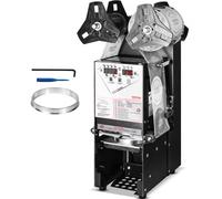 VEVOR Machine à sceller tasses entièrement automatique, 500-650 tasses/h, scelleuse électrique à thé Boba 180 mm haut 90/95 mm panneau LCD de commande numérique pour thé au lait à bulles, café, noir